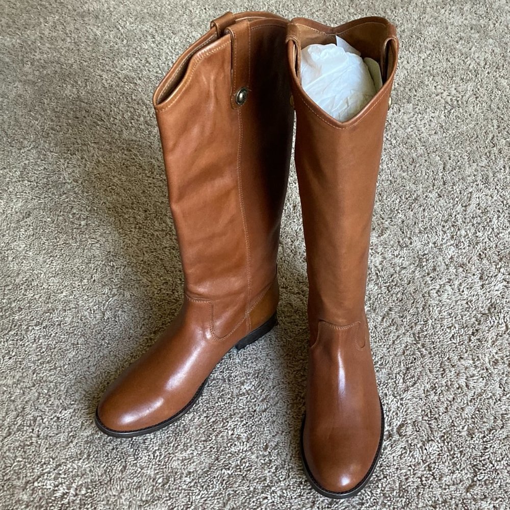 Frye Tall Leather Riding Boots in Cognac Brown